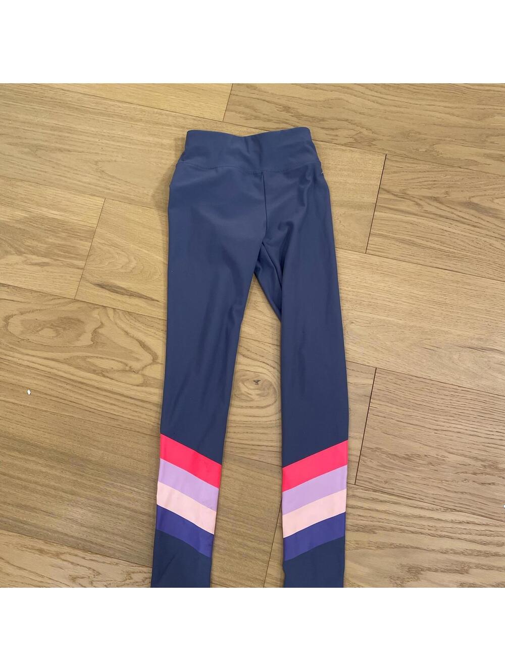Athletic Works Girls Leggings Youth M (7–8) Blue Pink Stripe